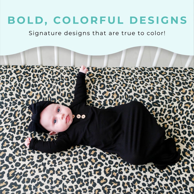 Posh Peanut Fitted Crib Sheet, Soft Viscose from Bamboo Fabric, Standard Crib and Toddler Mattresses 52" by 28" (Lana Leopard Tan) - Image 4